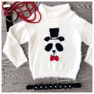 girls / kids panda sweater fuzzy material NWT Deux par Deux brand
